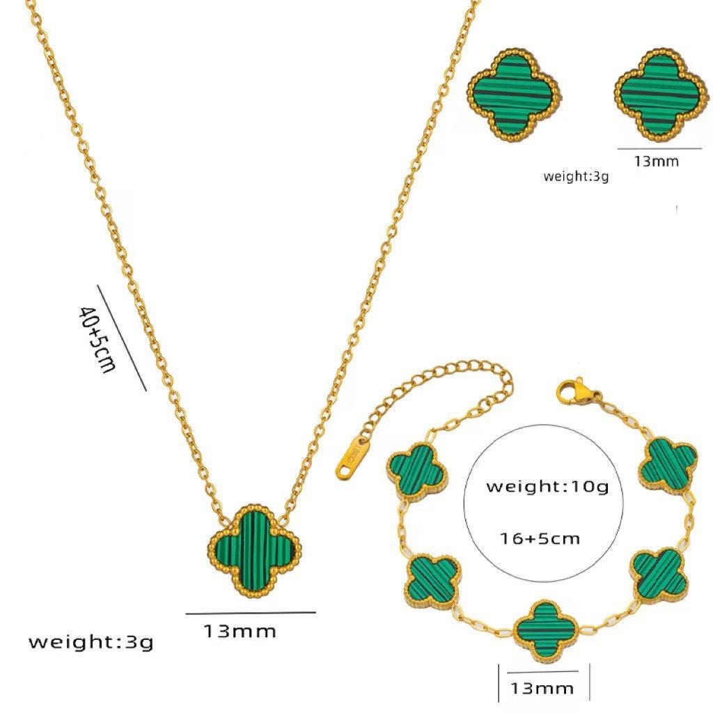 Emerald Green Clover Earrings