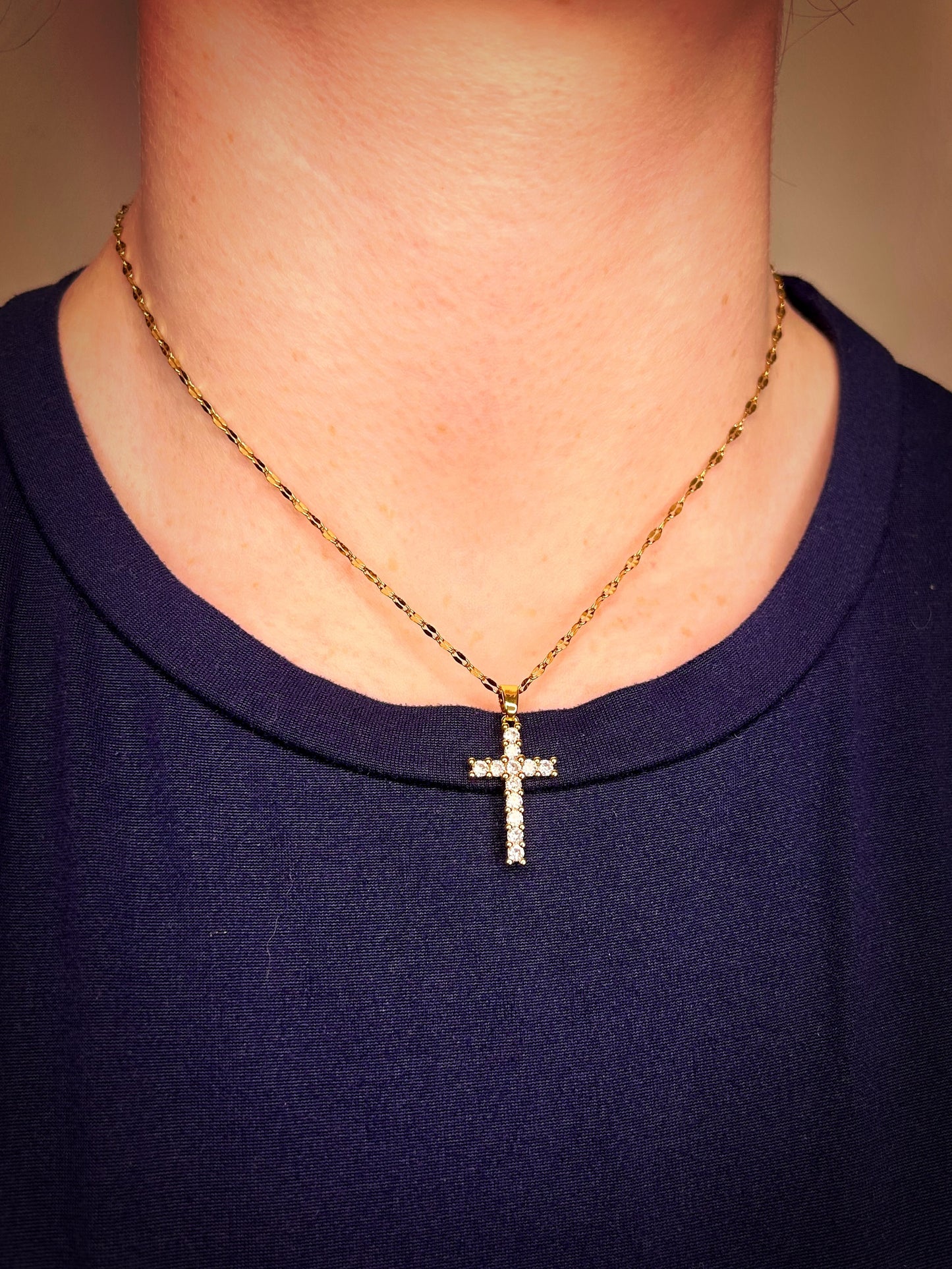 Gold Diamond Cross Necklace