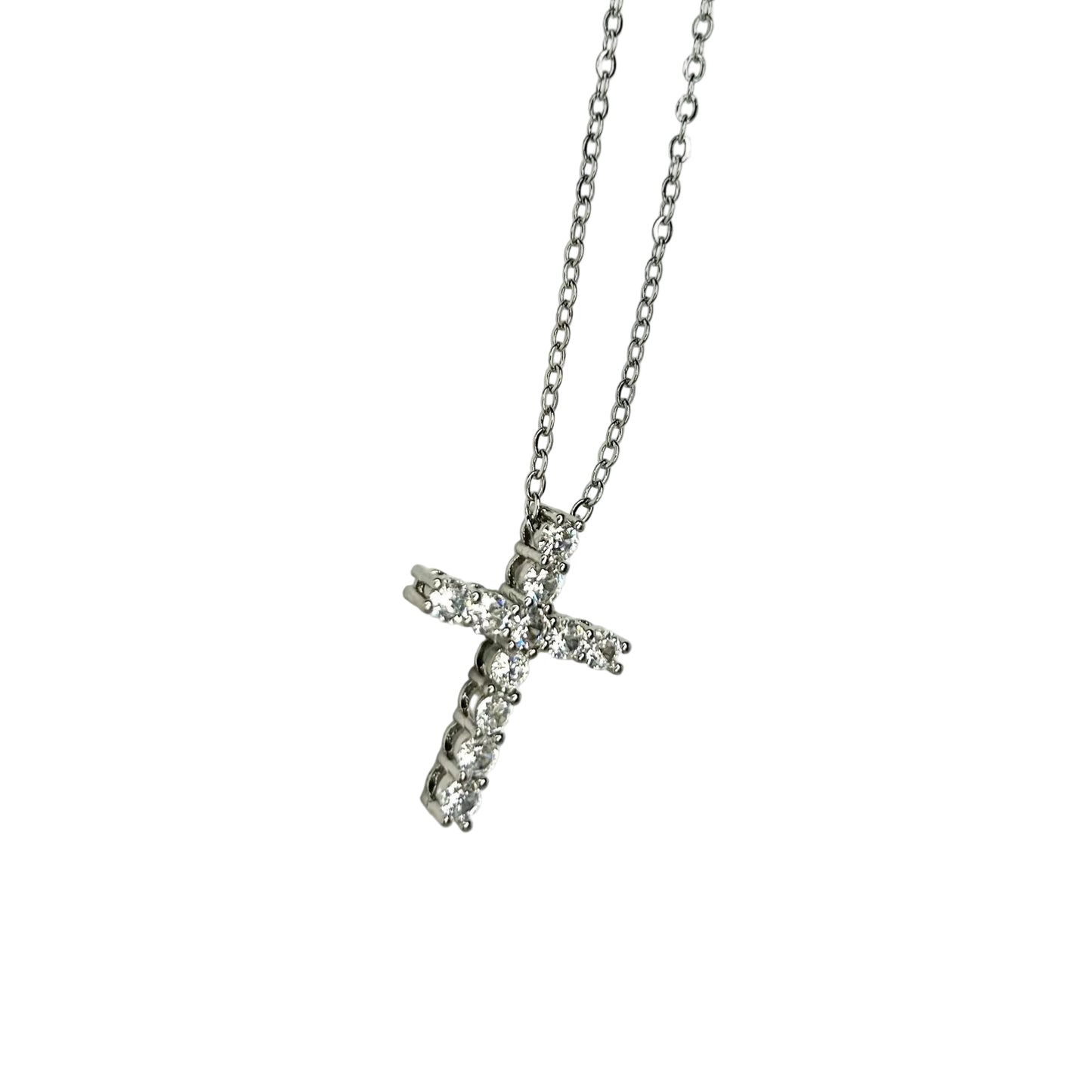 Sterling Silver Diamond Cross Necklace