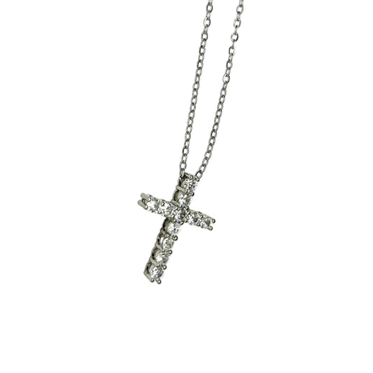 Sterling Silver Diamond Cross Necklace