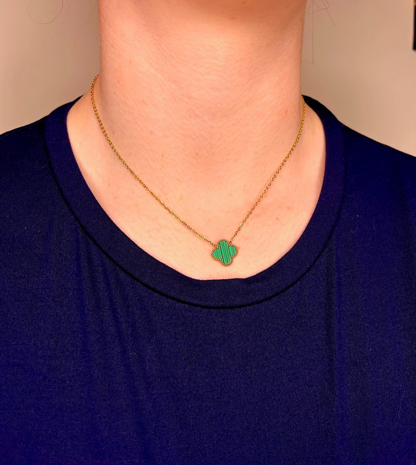 Emerald Green Clover Necklace