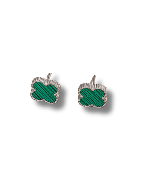 Emerald Green Clover Earrings