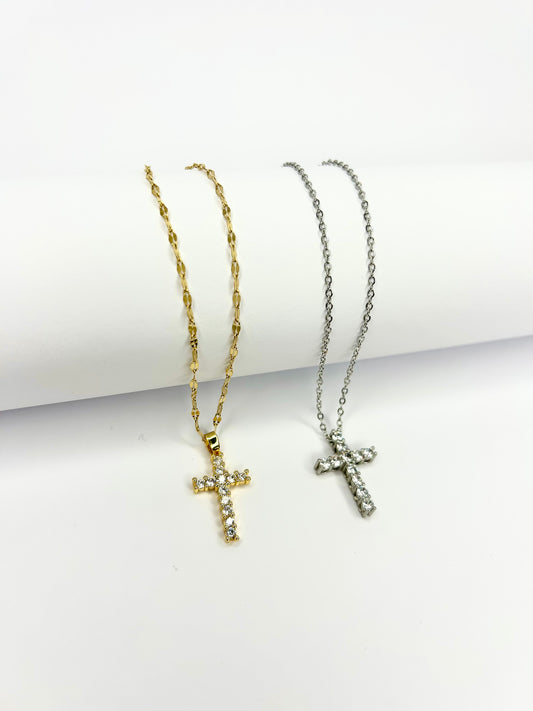 Sterling Silver Diamond Cross Necklace