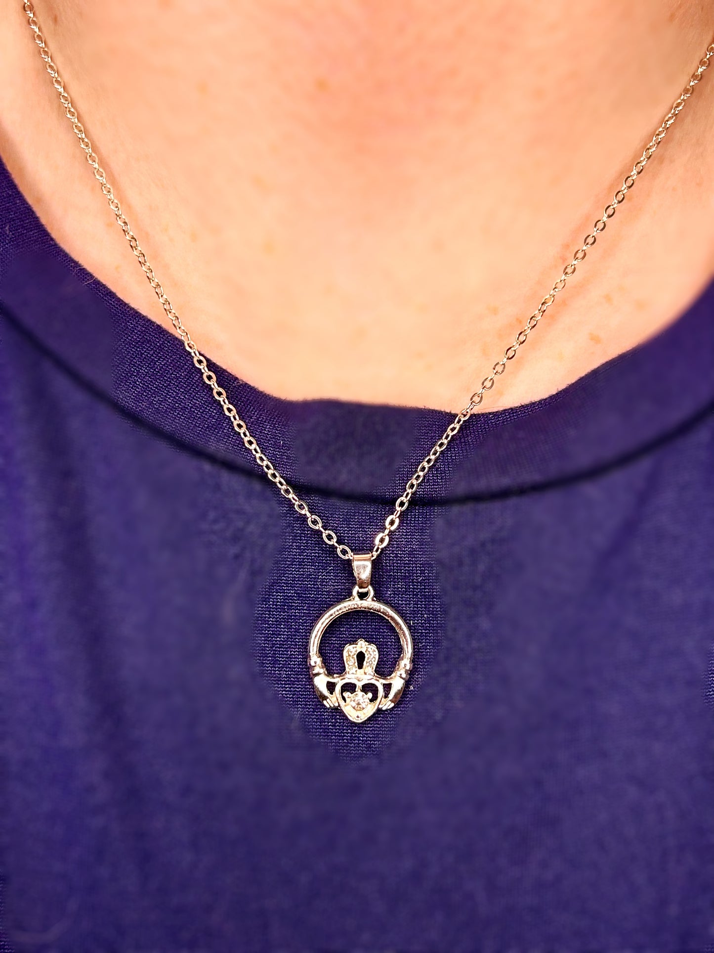 Claddagh Diamond Pendant Necklace