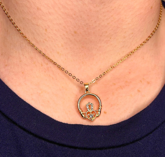 Claddagh Diamond Pendant Necklace