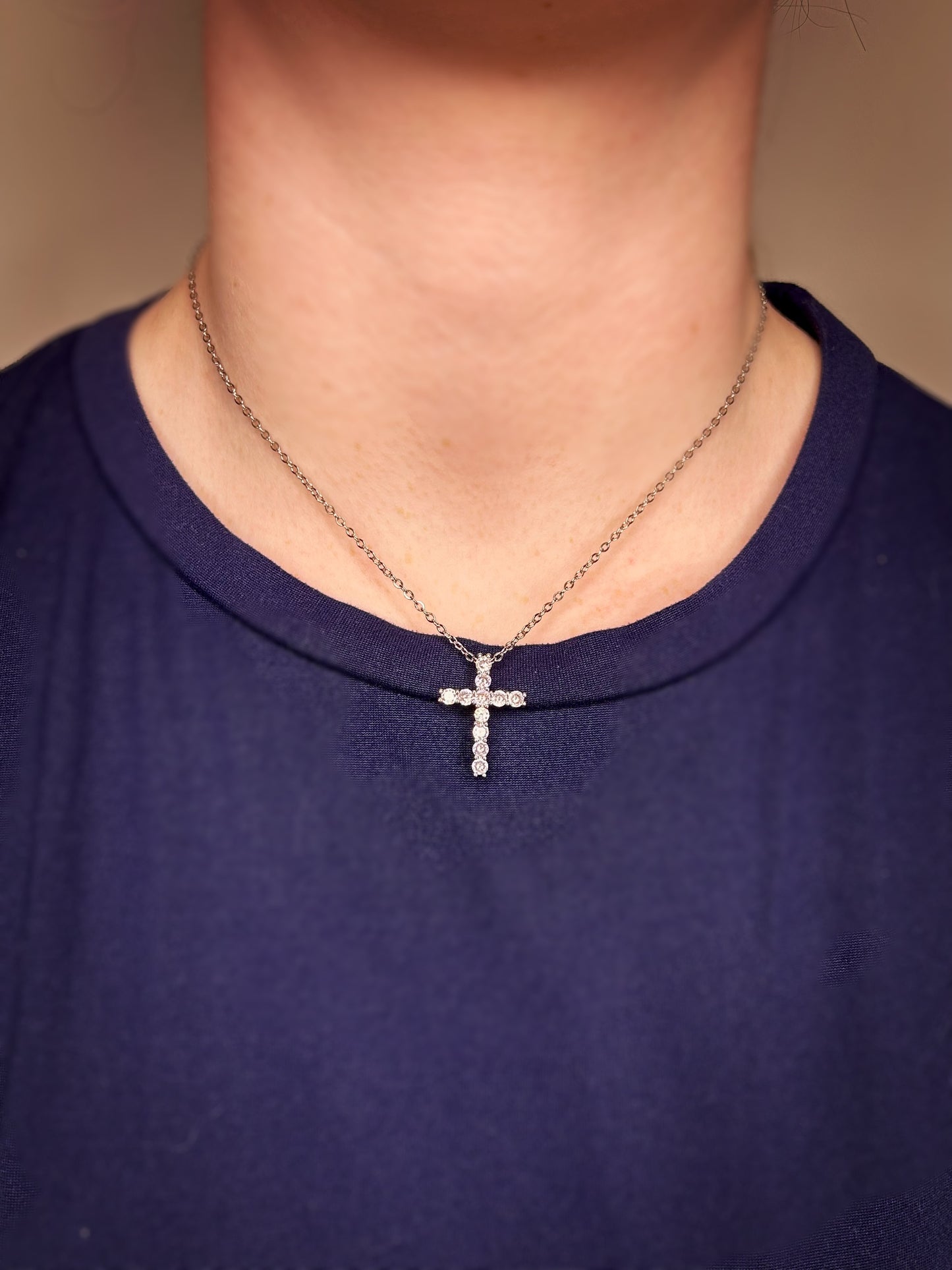 Sterling Silver Diamond Cross Necklace