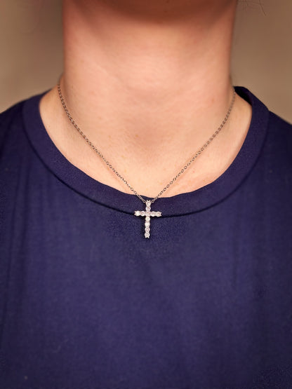 Sterling Silver Diamond Cross Necklace